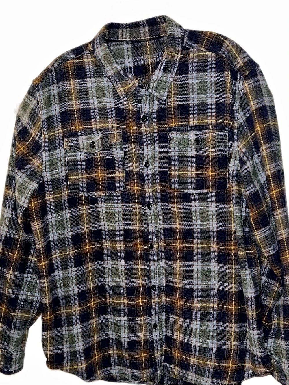 DIP Plaid Flannel Button Down Multi color Heavy-duty men's L